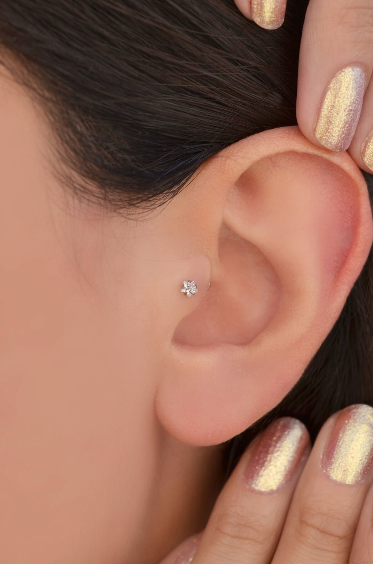 Çelik Yıldız Piercing 6 mm Tragus Helix Kıkırdak Conch - 2