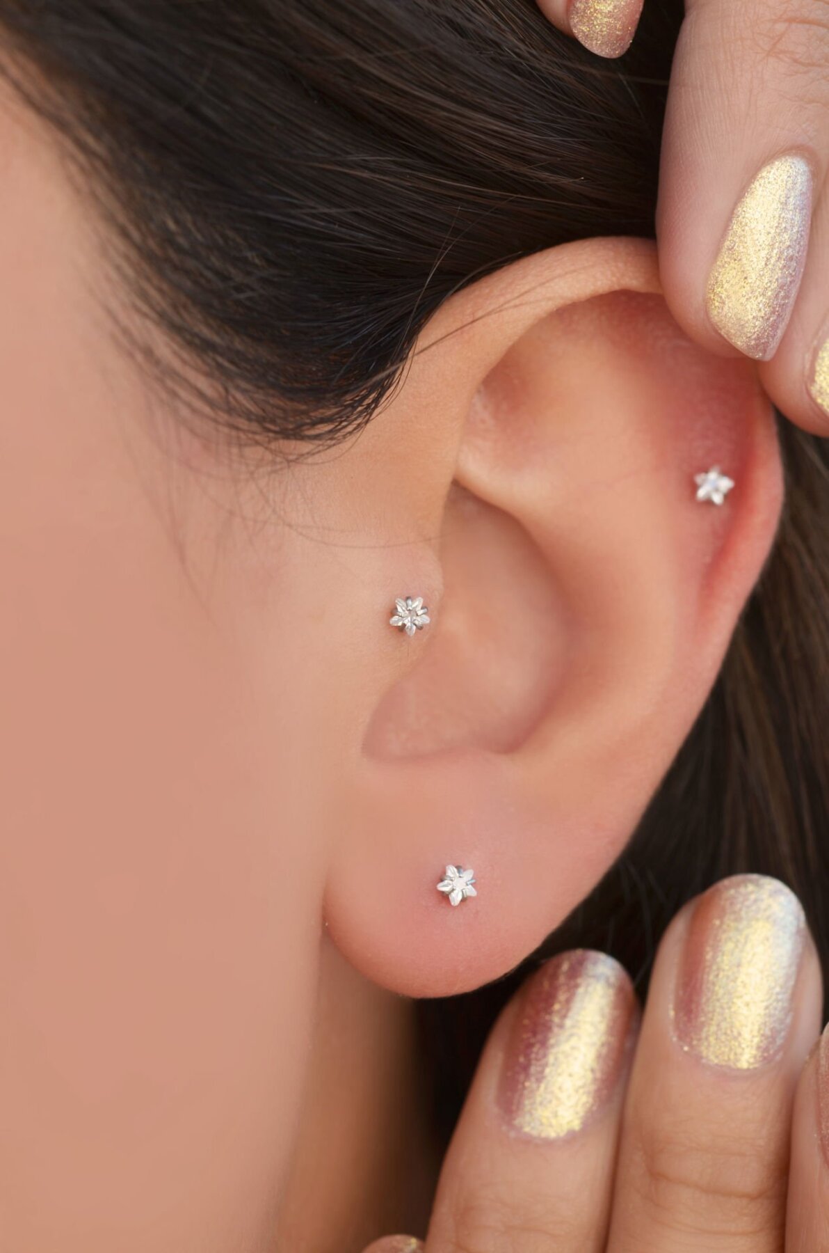 Çelik Yıldız Piercing 6 mm Tragus Helix Kıkırdak Conch - 4