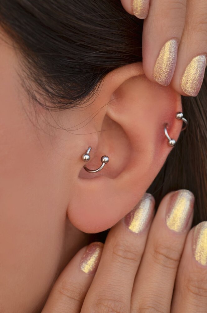 Kıvrımlı Çelik Spiral Piercing 6 mm Tragus Helix Kıkırdak Gümüş Renk - 1