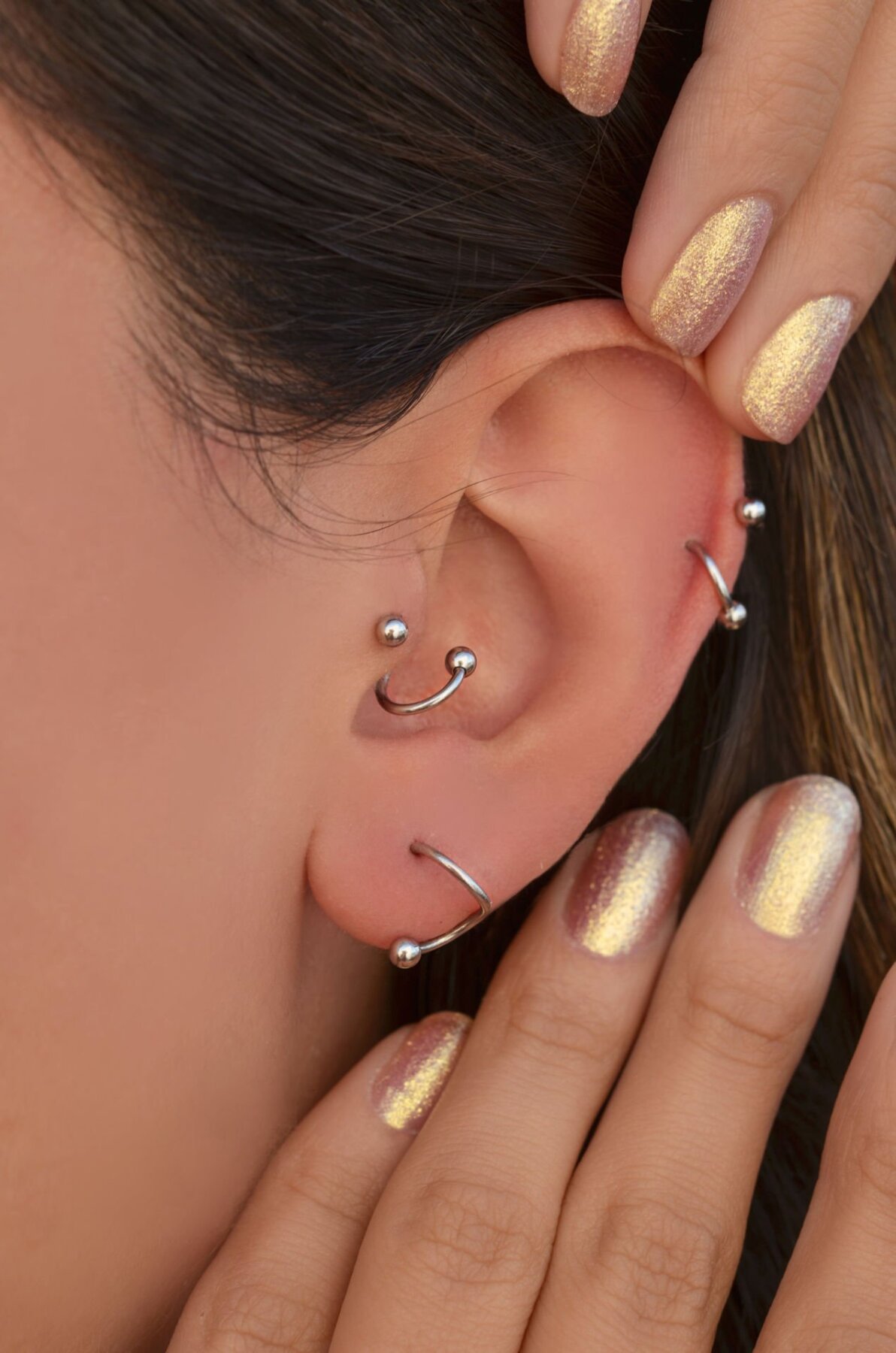 Kıvrımlı Çelik Spiral Piercing 6 mm Tragus Helix Kıkırdak Gümüş Renk - 4